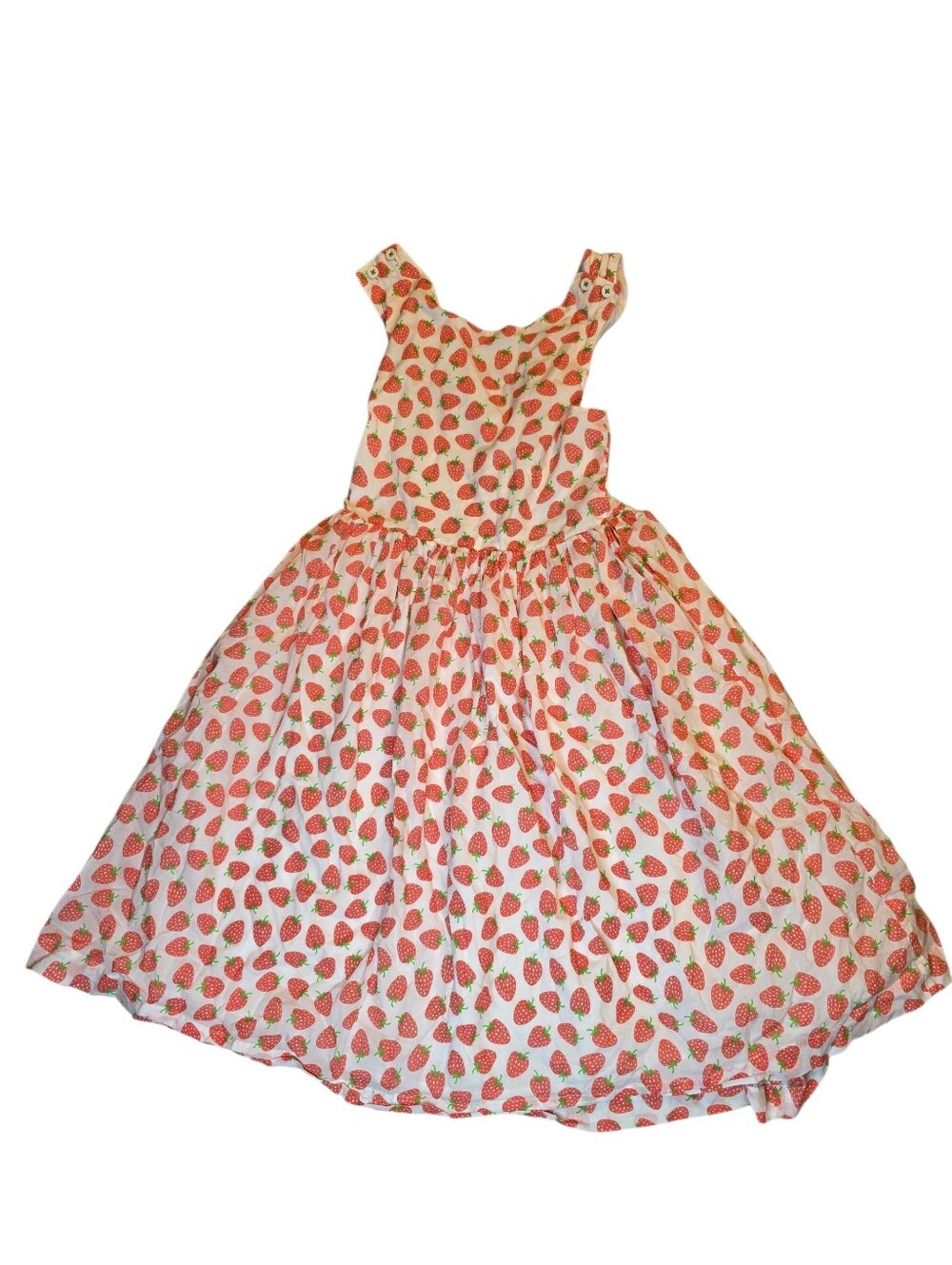Mini Boden Girls Strawberry Print Cross Back Dress